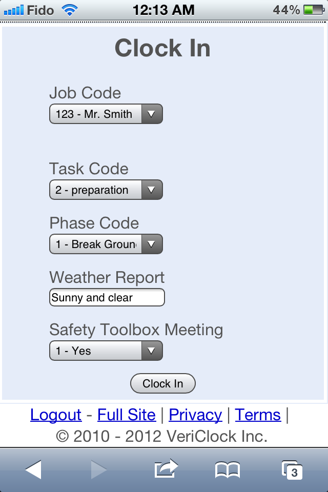 Custom Data Gathering - Clock In | VeriClock